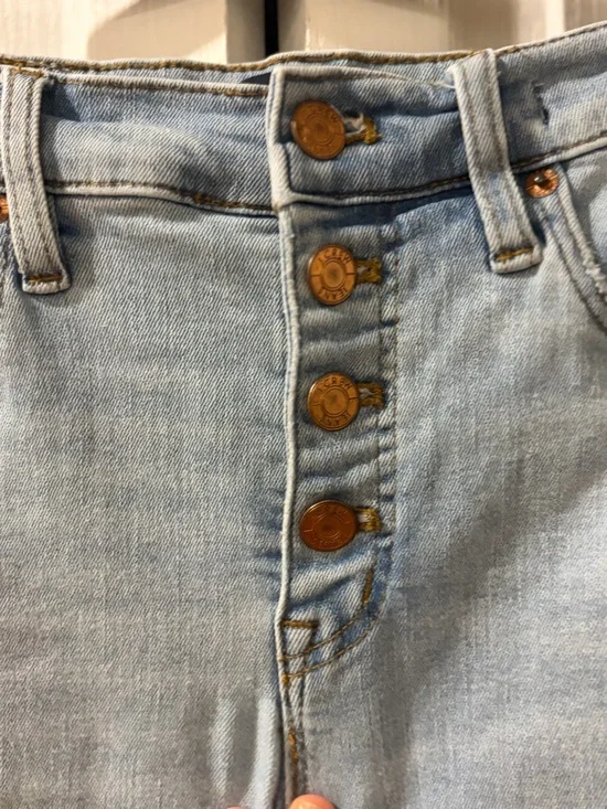 J.Crew Light Wash Button Fly Jeans High Rise Slim Straight Cropped Size 28 - Picture 4 of 5